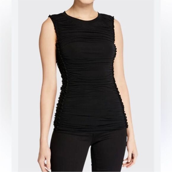 KOBI HALPERIN Elegant Black Ruched Sleeveless Top, M - Picture 7 of 9